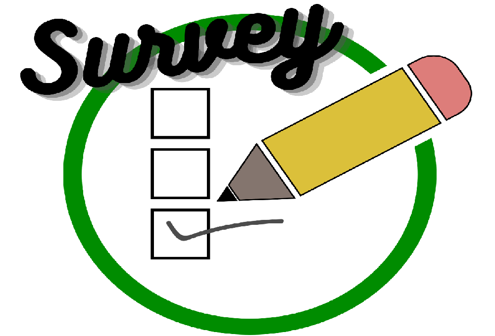 A pencil checking the bottom of three boxes. a green circle surrounds it, and "Survey" is written across the top